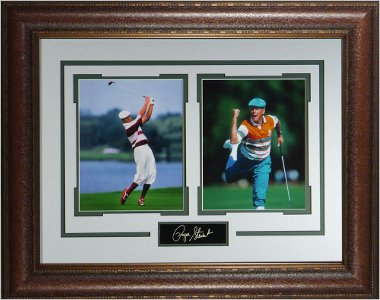 Payne Stewart PGA Tour 2 Photo Engraved Signature Series 21x25 Premium Leather Framing