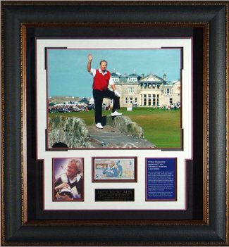 Jack Nicklaus 2005 Farwell St. Andrews 16x20 Photo Premium Leather Framing w/ British 5 Pound Note