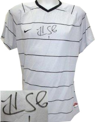 Hope Solo signed Nike Dri-FIT Soccer Gray-Black Pinstripe Jersey XXL- JSA Hologram (Olympics Team USA)