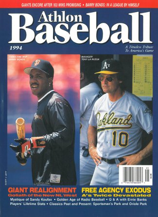 Barry Bonds San Fran Giants & Tony LaRussa Oakland A's Athlon Sports 1994 MLB Baseball Preview Magazine - New