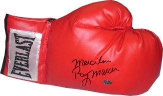 Ray Mercer signed Everlast Red Right Boxing Glove w/ Merciless (1988 Seoul Olympic Gold)