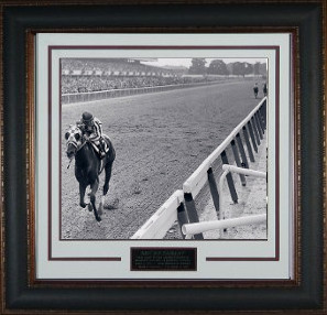 Ron Turcotte 1973 Belmont Stakes Secretariat Vintage B&W 11x14 Photo Premium Framing & V-Groove Matting