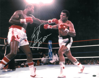 Larry Holmes signed Boxing 16x20 Photo vs Ali w/ Easton Assassin (under the lights)