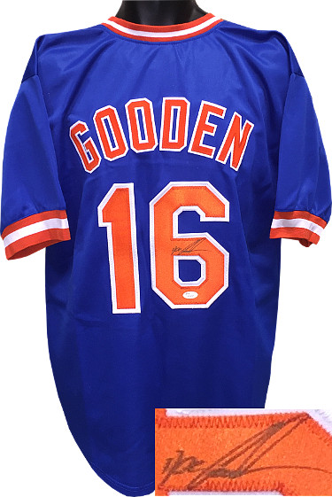 Dwight / DOC Gooden signed Blue TB Custom Stitched Baseball Jersey XL- JSA Hologram