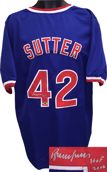 Bruce Sutter signed Blue TB Custom Stitched Baseball Jersey w/ HOF 2006 XL- MAB Hologram