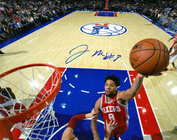 Jahlil Okafor signed Philadelphia 76ers 16x20 Photo #8 (horizontal dunk)
