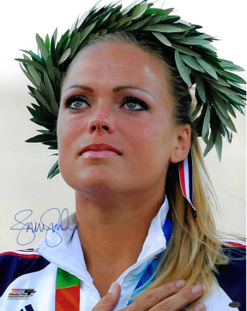 Jennie Finch signed Olympic Team USA 16x20 Photo w/ Crown (2004 Olympic Ceremony)