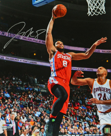 Jahlil Okafor signed Philadelphia 76ers 16x20 Photo (red jersey lay-up vs Cavaliers)