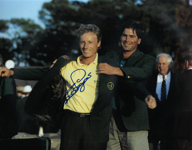 Bernhard Langer signed PGA 11x14 Photo- JSA Hologram (1993 Augusta National Masters Championship green jacket w/ Fred Couples)