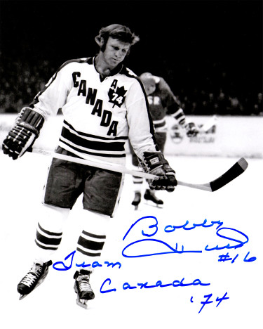 Bobby Hull signed Team Canada Vintage B&W 8x10 Photo #16 Team Canada 74