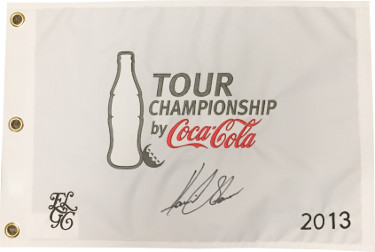 Henrik Stenson signed 2013 Tour Championship Coca Cola White PGA Embroidered Pin Flag- JSA Hologram