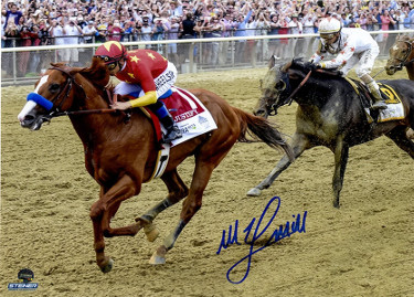 Mike E. Smith signed Justify 2018 Belmont Stakes 16X20 Photo Triple Crown- Steiner Hologram