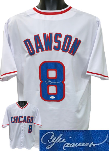 Andre Dawson signed White TB Custom Stitched Pro Baseball Jersey XL- JSA Witnessed Hologram