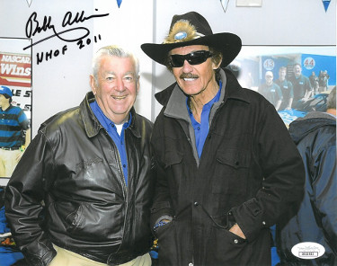 Bobby Allison signed NASCAR 8x10 Photo w/ NHOF 2011- JSA Hologram #DD32922 (w/ Richard Petty)