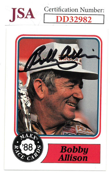 Bobby Allison signed NASCAR 1988 Maxx Charlotte Racing Trading Card #30- JSA Hologram #DD32982