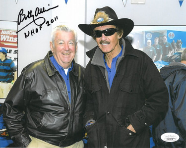Bobby Allison signed NASCAR 8x10 Photo w/ NHOF 2011- JSA Hologram #DD39306 (w/ Richard Petty)