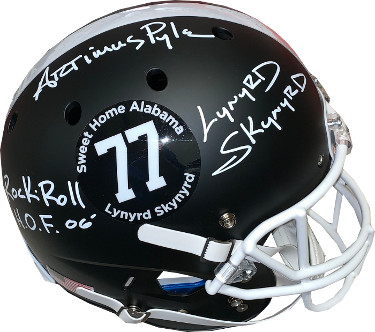 Artimus Pyle signed Alabama Crimson Tide Schutt FS Rep Black Matte Helmet #77 dual Lynyrd Skynyrd & Rock & Roll HOF 06 - JSA