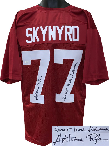 Artimus Pyle signed Lynyrd Skynyrd Crimson Custom Stitched #77 Jersey Sweet Home Alabama XL- JSA Witnessed Hologram