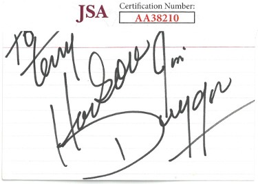 Hacksaw Jim Duggan signed 3X5 Index Card To Terry- JSA #AA38210 (WWE Wrestling HOF)