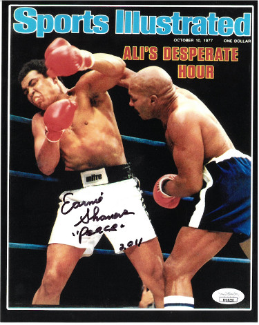 Earnie Shavers signed Boxing Sports Illustrated Cover October 10, 1977 8x10 Photo w/ Peace- JSA Hologram (vs Muhammad Ali)