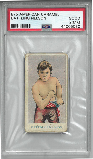 Battling Nelson 1909 E75 American Caramel Prize Fighter Card- PSA Graded 2 Good (MK)