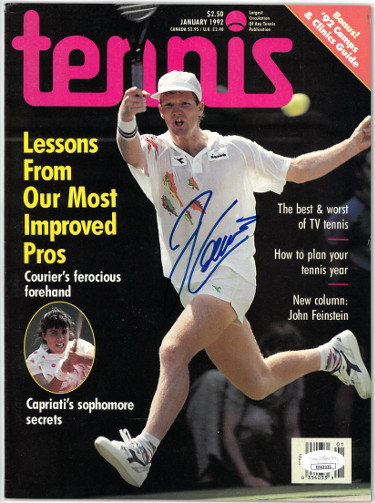 Jim Courier signed Tennis Full Magazine January 1992- JSA #EE63335 (no label)
