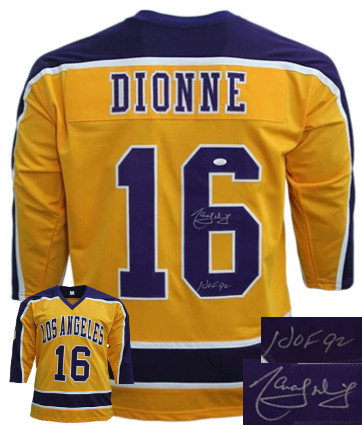 Marcel Dionne signed Los Angeles Pro Style Hockey Gold Jersey HOF 92- JSA Witnessed