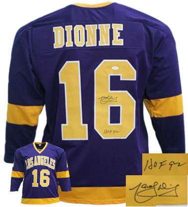 Marcel Dionne signed Los Angeles Pro Style Hockey Purple Jersey HOF 92- JSA Witnessed