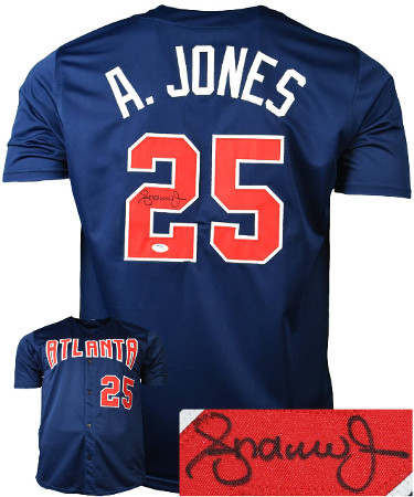 Andruw Jones signed Navy Custom Stitched Pro Baseball Jersey XL- JSA Witnessed