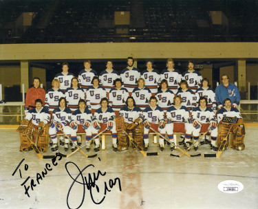 Jim Craig signed 1980 Team USA Olympic 8x10 Photo To Frances- JSA #JJ96505 (Miracle on Ice)
