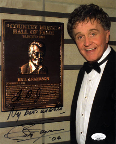 Bill Anderson signed Country Music Hall of Fame 8x10 Photo TO DJ Best Wishes '06- JSA #SS51615 (Whisperin' )