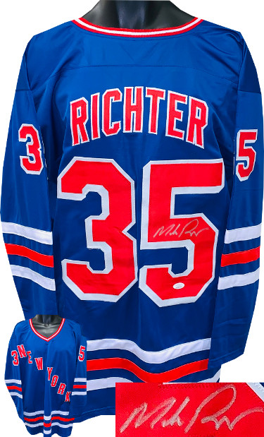 Mike Richter signed Blue Custom Stitched Pro Style Hockey Jersey XL- JSA Witnessed