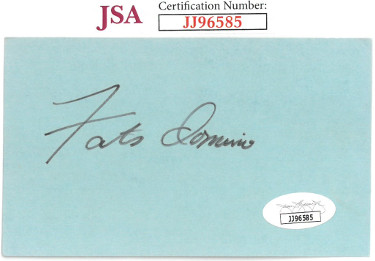 Antoine "Fats" Domino signed 3x5 Blue Index Card- JSA #JJ96585  (Singer/Songwriter)