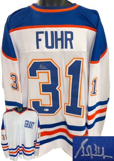 Grant Fuhr signed White TB Custom Stitched Pro Hockey Jersey #31 XL- Beckett Witnessed