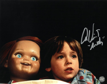 Alex Vincent signed Child's Play 8x10 Photo Andy with Chucky- AWM Hologram