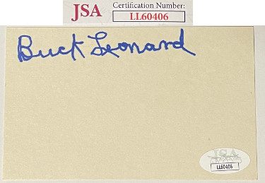 Buck Leonard signed 3x5 Index Card- JSA #LL60406 (Negro Leagues 1933-1950)