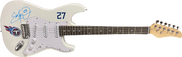 Eddie George signed Tennessee Titans Logo White 39" FS Strat Electric Guitar #27- Beckett Witnessed