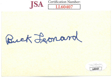 Buck Leonard signed 3x5 Index Card- JSA #LL60407 (Negro Leagues 1933-1950)