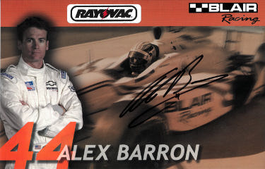 Alex Barron signed INDYCAR Rayovac Blair Racing 5.5x8.5 Photo- COA