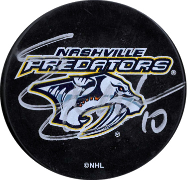 Martin Erat signed Nashville Predators Logo Hockey Puck #10- JSA #RR76690