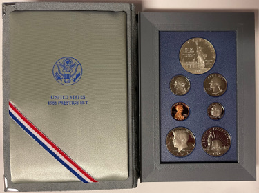 1986-S US Mint Prestige Proof Set Statue of Liberty 90% Silver Dollar (7 Coins) w/ Original Box & COA