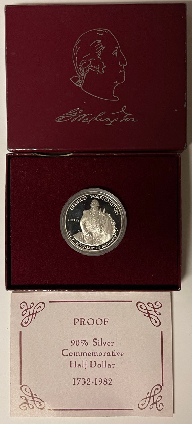 1732-1982-S Proof George Washington Commemorative 90% Silver Half Dollar Box/COA 50C UNC