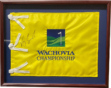 Vijay Singh signed 2005 Wachovia Championship 13x17 PGA Golf Flag JSA #AC92248- Premium Custom Framing 22X17 / Shadow Box