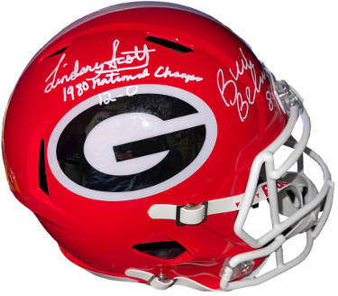 Buck Belue & Lindsay Scott dual signed Georgia Bulldogs Riddell FS Speed Rep Helmet- BAS/Beckett- 12-0/1980 National Champs