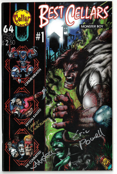 1995 Best Cellars #1 Monster Boy signed Comic 3 sigs/Eric Powell/Chuck Angell/Larry Underwood/Goon Prototype-COA (RARE)