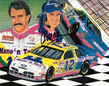 Bobby Allison signed NASCAR Team Straight Arrow #12 8x10 Photo - COA