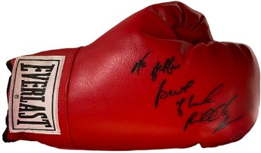 Riddick Bowe signed Everlast Red 12 oz Right Boxing Glove To: Jeffery COA