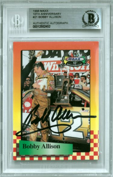 Bobby Allison signed NASCAR 1998 MAXX 10th Anniversary On Card Auto #21- Beckett BAS #00012552452