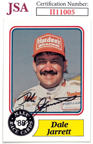 Dale Jarrett signed 1988 Maxx Charlotte Hardee's Racing NASCAR On Card Auto #61- JSA #II11005