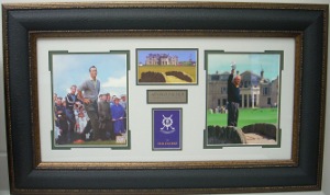 Arnold Palmer 1961-1995 St Andrews British Open 3 Photo/Scorecard - Premium Leather Framing